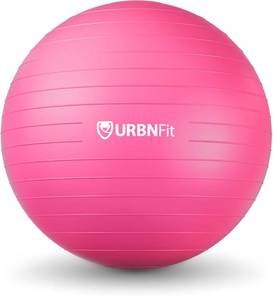 lot 22762 image: URBNFit Exercise Ball - Yoga Ball in Multiple Sizes for Yoga, Pilates, Pregnancy, Stability - Anti-Burst Swiss Balance Ball wQuick Pump �� Office Ball Chair for Home and Gym �� 18 Inch - Pink
