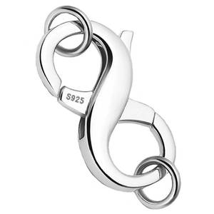 lot 22769 image: Double Opening Lobster clasp-925 Sterling Silver Necklace Clip Shortener Charm Clasp with Closed Jump Rings for Necklaces Bracelet Or Jewelry Making, Made in Italy.