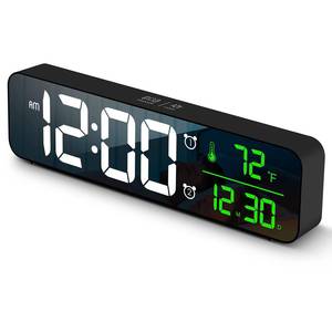 lot 22774 image: Digital Clock, Clock for Bedroom, Digital Wall Clock, Clocks for Living Room Decor, Desk Clock, Table Clock, Digital Clock Large Display, Smart Alarm Clock for Office Green (Wired BlackGreen Digit)