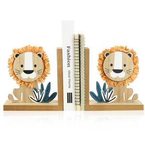 lot 22782 image: Harloon 2 Pcs Safari Nursery Decor Daisy Nursery Decor Wooden Bookends Baby Lion Wooden Safari Jungle Childrens Bookends Daisy Bookends Animal Nursery Bedroom Decor (Lion)