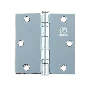 lot 22790 image: Polished Chrome Door Hinges 3.5 Inch Square, Ball Bearing for Smooth Function and No Dust Build Up, 2 Pack
