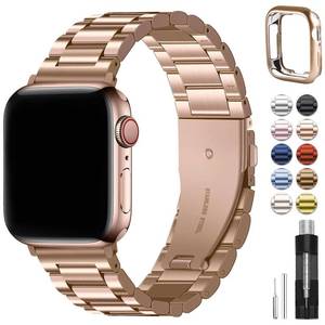 lot 22794 image: Fullmosa 38mm40mm41mm Stainless Steel Apple Watch Band with Case, Suitable for Apple Watch Series 987654321SESE2, Rose Gold