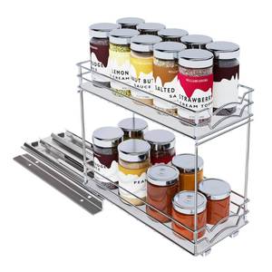 lot 22819 image: Cooklux Pull Out Spice Rack Organizer for Cabinet, Slide Out Cabinet Spice Organizer Shelf, Sliding Spice Rack for Kitchen, Double-layer Metal Chrome, Space Saving & Solid Durable - 5 inch