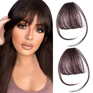 lot 22822 image: FIRSTPELLA 2PCS Hair Clip in Bangs, Curved Bangs Hair Clip Wispy Bangs with Temples Hairpieces,Bangs Clip in Hair Extensions Air Fringe Clips on Bangs for Women Girls Daily Wear - Dark Brown