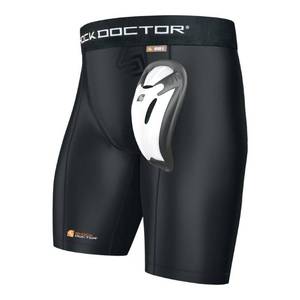 lot 22831 image: Shock Doctor Compression Shorts with Protective Bio-Flex Cup, Moisture Wicking Vented Protection, Youth & Adult Sizes Black