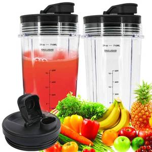 lot 22841 image: Replacement Blender Cups with Sip & Seal Lids, Ninja Blender Replacement Parts Compatible with BL480, BL490, BL640, BL680 for Nutri Ninja Auto IQ Series Blenders (24oz)