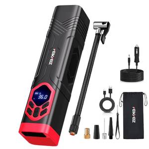 lot 22851 image: FEIKFEIZ Portable Air pump , 150PSI 7800mAh Cordless Air Compressor, Dual Power ( Battery & DC ), with LED Light, for Cars, Motorcycles, Bicycles,Balls.