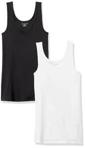 lot 22854 image: Amazon Essentials Womens Slim-Fit Tank, Pack of 2, BlackWhite, Small