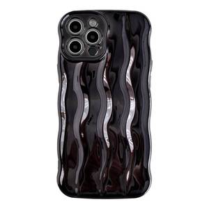 lot 22863 image: Caseative for iPhone 12 Pro Max Case,Water Ripple Pattern Curly Wave Frame Soft Compatible with iPhone Case (Light Black,iPhone 12 Pro Max)