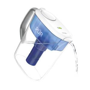 lot 22867 image: PUR 11-Cup Water Filter Pitcher with 1 Genuine PUR Filter, 11-Cup Capacity, 3-in-1 Powerful Filtration, Dishwasher Safe, Filter Change Light, White (PPT110WA)