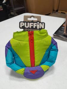 lot 22900 image: Puffin - The Miller Ski Jacket - Insulated Tall Can & Bottle Cooler I Beer Bottle & Soda Can Insulator, Keep Drinks and Beverages Cold - Cyan