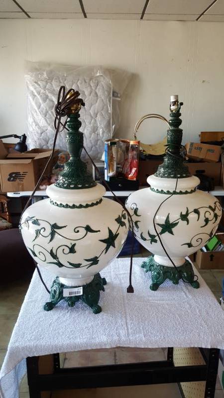 lot 2280 image: Pair of 2 Large Base Table Lamps- Unique