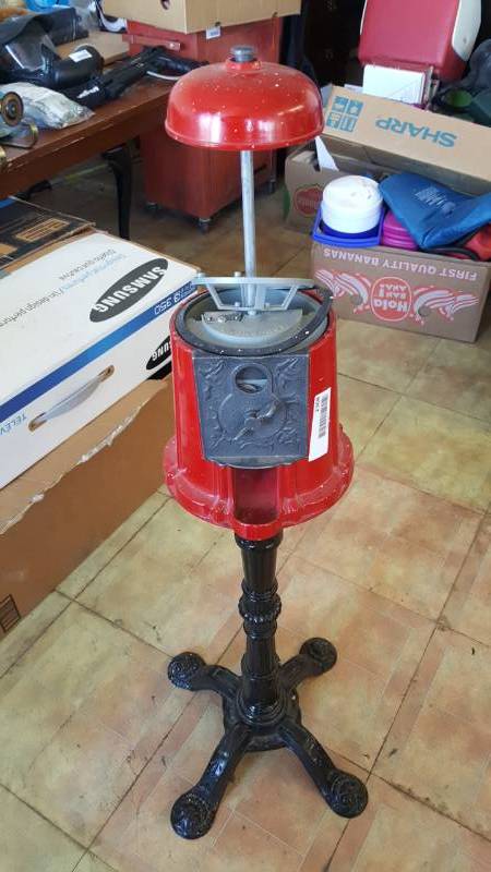lot 2368 image: Gumball Machine On Stand  Needs Glass
