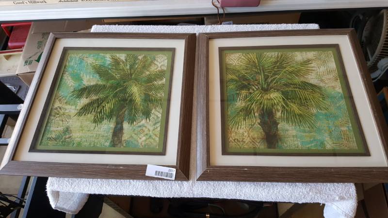 lot 2377 image: Soothing Pair of Palm Tree Pictures- Vacation in your mind 