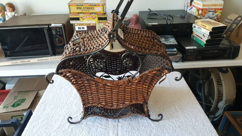 lot 2380 image: Metal and Wicker Basket