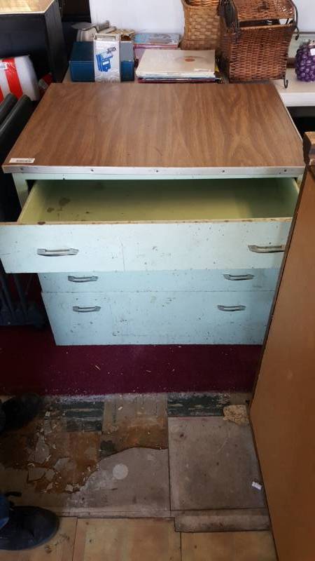 lot 2396 image: 4 Drawer Shop Style Cabinet