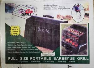 lot 52 image: V Broiler Premium Package Stainless Steel Lining Portable Vertical Charcoal Grill, 700 SQ IN Cooking Space , OVER 60,000 BTU Output, Built in 1.5Lt Hot Water Tank, Grill on all Levels Sear On Top Oven Convertible, NO TOOLS TO SET UP