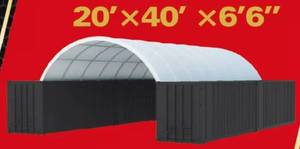 lot 240 image: Unused Gold Mountain Single Truss Shipping Container Canopy Shelter 20x40x6.5 1m Arch space - 300g PE Model C2040
