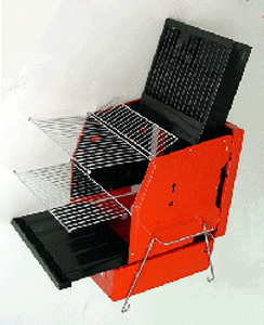 lot 42 image: Unused In Box - V Broiler - Mighty Charcoal Grill, Quick & Easy Setup, Vertical Design Reaches Cooking Temperatures Within 15-20 Minutes - Great For Tailgating, Camping or any Mobile Use Dual Purpose As A VegetarianVegan Grill Or A Meat Grill