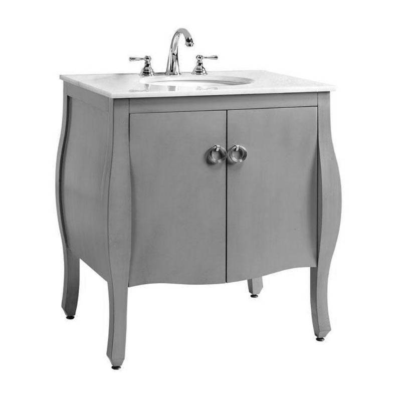 lot 1156 image: Home Decorators Collection Savoy 31 in. W Vanity in Antique Grey with White Marble Top and Integrated White Basin