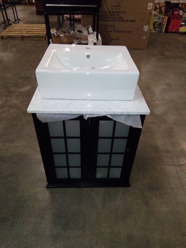 lot 1161 image: Foremost ZEEA2421 Zen 23-34 W Vanity in Espresso with Marble Vanity Top in Carrara