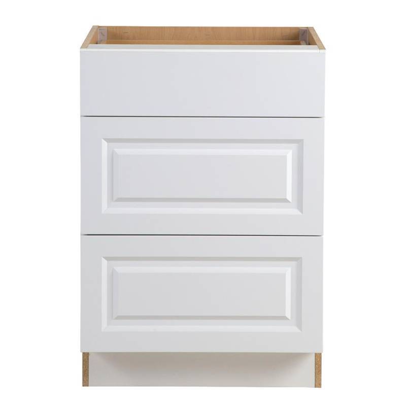 lot 1163 image: Benton Assembled 24x34.5x24.5 in. Base Cabinet with 3-Soft Close Drawers in White
