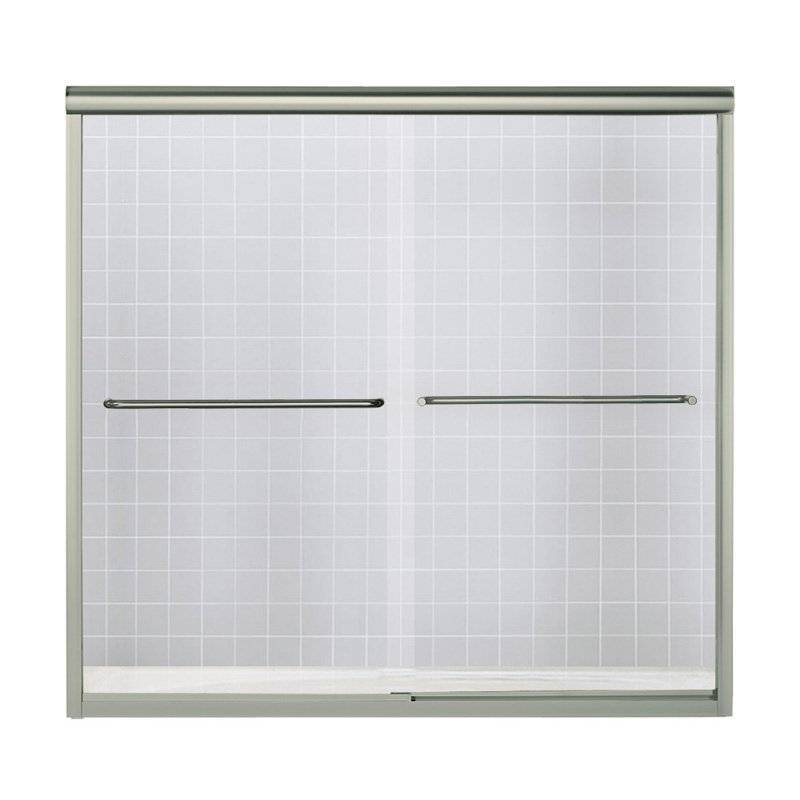 lot 1164 image: Sterling Plumbing 5405-59N-G05 Bath Door Bypass 58-116H x 54-58 - 59-58W Clear Glass Nickel