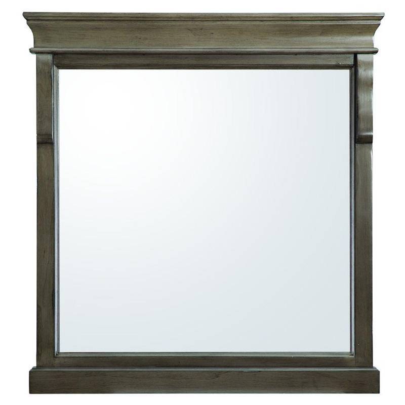 lot 1178 image: Home Decorators Collection Mirrors Naples 32 in. L x 30 in. W Wall Hung Mirror in Distressed Grey NADGM3032