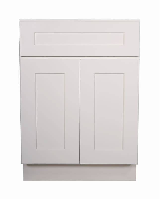 lot 1180 image: Brookings 18 in. x 24 in. x 34-12 in. Unassembled Shaker Style 1-Door with 1-Drawer Base Cabinet in White