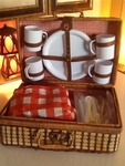 Nice wicker picnic basket with all the assessor
