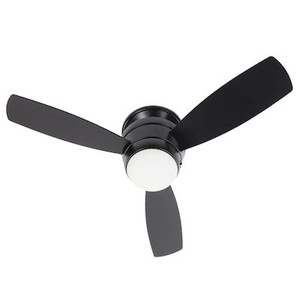 lot 1922 image: Harbor Breeze Mazon 44-in Matte Black with BlackDriftwood Blades Integrated LED Indoor Flush Mount Ceiling Fan with Light.