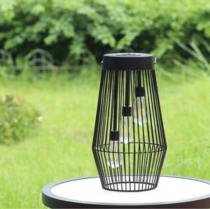 lot 2909 image: Style Selections 8.5in x 15in Black Metal Solar Outdoor Decorative Lantern
