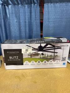 lot 2917 image: Fanimation Studio Collection Blitz 56 Inch Ceiling Fan with Light - Black
