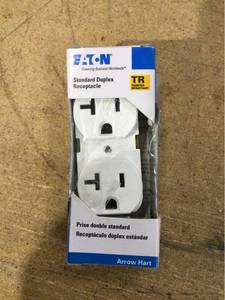 lot 3935 image: Eaton 20-Amp 125-volt Tamper Resistant Commercial Duplex Outlet, White