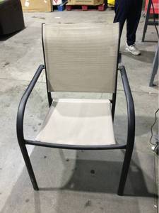lot 3940 image: Style Selections Pelham Bay Stackable Black Steel Frame Stationary Dining Chair