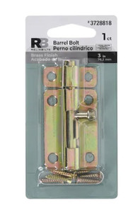 lot 3954 image: RELIABILT 3-in Polished Brass Steel Barrel Bolt