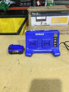 lot 7912 image: Double Kobalt 24-V Lithium-ion Battery Charger Station (Includes a battery)