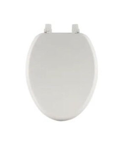 lot 7936 image: Project Source Wood White Elongated Toilet Seat