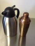 Hot or cold beverage thermos and copper bar shaker