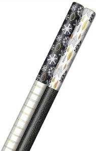 lot 29673 image: Hallmark Heavy Weight Dual Design Gift Wrap-2 Rolls, Black, Gold, and White