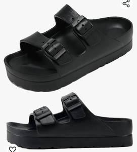lot 30255 image: Womens Platform Sandals with Arch Support, Adjustable Buckle Beach Sandal Woman Comfort Lightweight Ultra Cushion EVA Slides US Womens 6 Mens 4