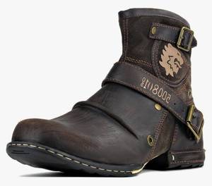 lot 30263 image: OSSTONE Moto Boots for Men Fashion Zipper-up Leather Chukka Boots Casual Shoes Retro Style OS-5008-1-DA1B1 US Mens Size 10.5
