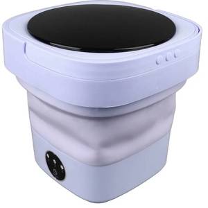 lot 30267 image: Mini Washing Machine, Portable Underwear Washing Machine Foldable 8L Saving Time with 2 Drain Basket for Dormitory for Business Trip (M Size, Violet)