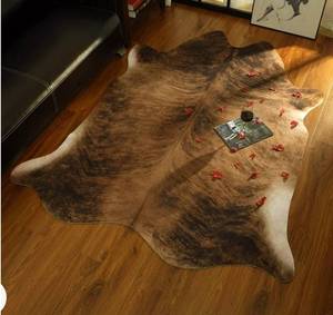 lot 30269 image: Premium Cowhide Rug Style Western Rug Faux Animal Hide Rug Retro Cow Rug 5.3x6.2ft Rugs for Living Room Bedroom Luxury Cow Print Rug, Brindle