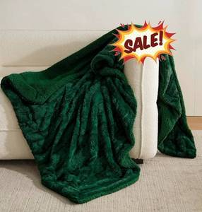 lot 30270 image: Eden Green Twin Faux Fur Sherpa Throw Blanket, 60 x 80 Soft Thick Throw Blanket, Elegant Reversible Cozy Faux Fur Throw Blanket for Couch and Bed