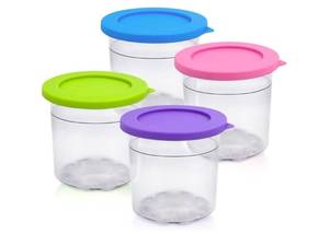 lot 30272 image: Sophico Container with Silicone Lid Replacement for Ninja Pints and Lids - 4 Pack, 16oz Cups Compatible with NC299AMZ & NC300s Series Ice Cream Maker, Airtight and Dishwasher Safe