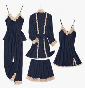 lot 30274 image: SAPJON Womens Pajama Sets 5PCS Silk Pajamas for women Cute Sleepwear Loungewear Satin Pajamas Sets for Women Soft Size XL