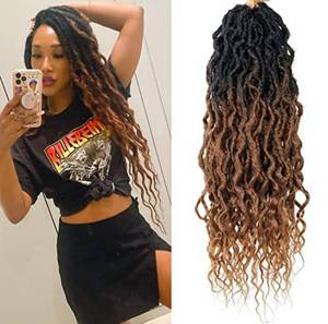 lot 30278 image: Faux Locs Crochet Hair Goddess Locs Crochet Hair 24Inch Pre-looped Deep Wavy Crochet Locs,Locs with Soft Curly Ends Dreadlocks Faux Crochet Locs Synthetic Braids Extensions 72locs (24, T30)