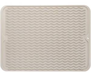 lot 30336 image: MicoYang Silicone Dish Drying Mat for Multiple Usage,Easy clean,Eco-friendly,Heat-resistant Silicone Mat for Kitchen Counter or Sink,Refrigerator or Drawer liner Tapioca L 16 inches x 12 inches