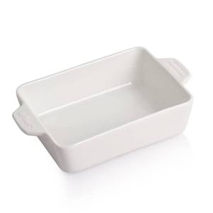lot 29451 image: Sweejar Ceramic Baking Dish, Rectangular Small Baking Pan with Double Handles, 22OZ for Cooking, Brownie, Kitchen, 6.5 x 4.9 x 1.8 Inches(White)
